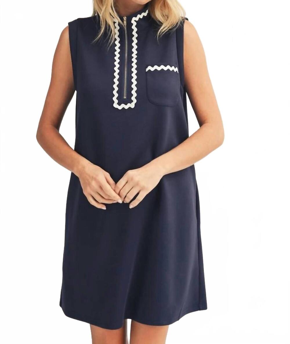 NEW JODIFL ric rac trim dress in navy